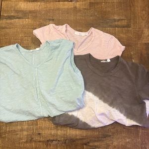 Wilt Bundle 3 Slub Cotton Tops Tie-Dye Tee V Neck Tee Tank Women XS Minimalist